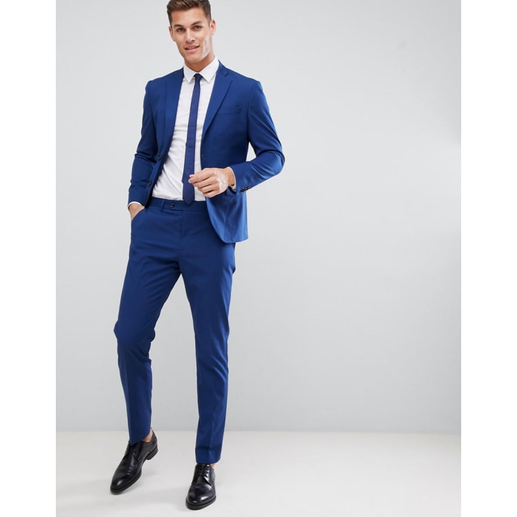 Traje de corte slim en azul marino de Mango Man ASOS