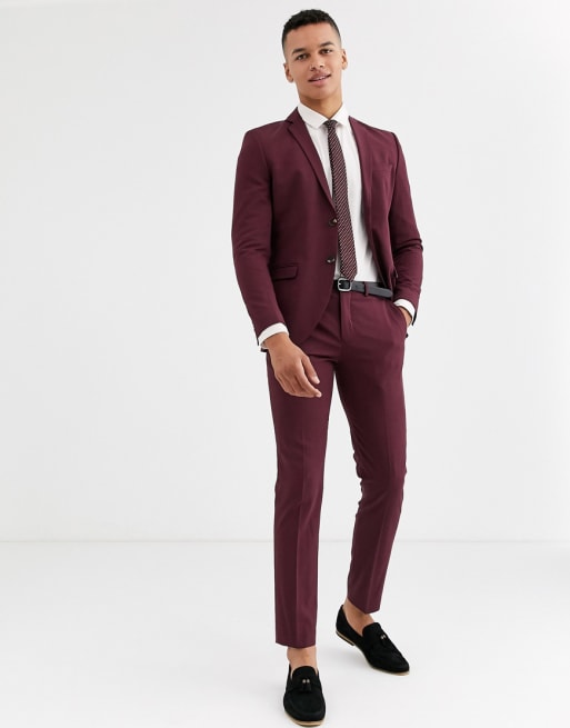 Traje elástico en burdeos de Jack & Jones Premium