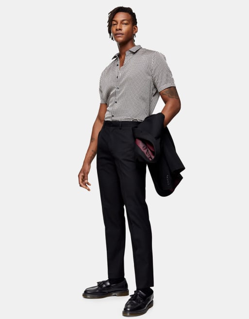 Traje negro de corte slim con acabado texturizado de Topman
