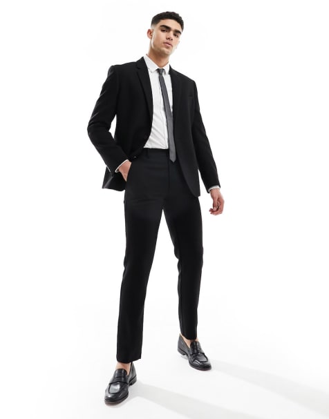 Traje negro de corte slim de sarga de mezcla de lana de ASOS DESIGN - view 1
