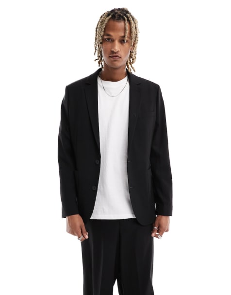 Traje negro de pernera suelta entallada de ASOS DESIGN - view 1