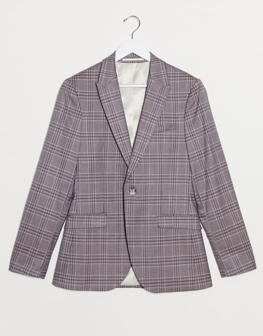 Traje rosa a cuadros Príncipe de Gales entallado de Topman