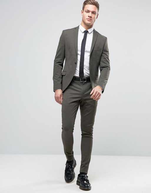 Traje superajustado caqui de Selected Homme