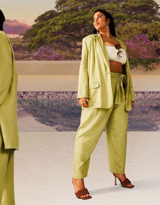 Traje verde con acabado lavado de ASOS DESIGN Curve