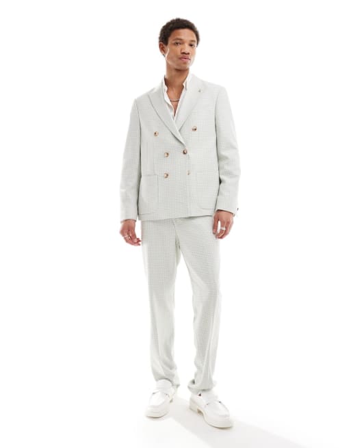 Traje verde salvia con estampado de pata de gallo reducido de Twisted Tailor
