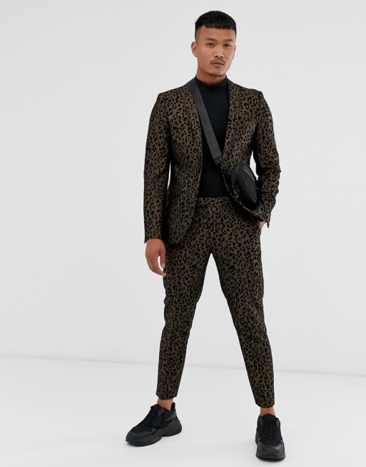 Tux Til Dawn - Leopard-printet cropped-jakkesæt i skinny pasform