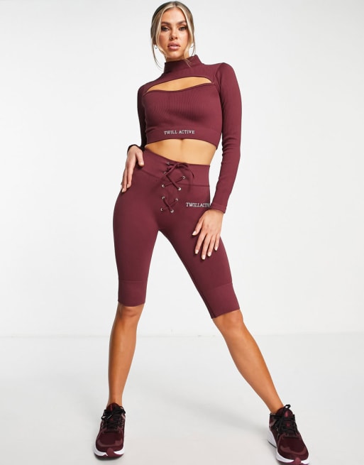 Twill Active – Vinrött träningsset i seamless-design av återvunnet material