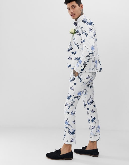 Twisted Tailor - Abito super skinny bianco a fiori