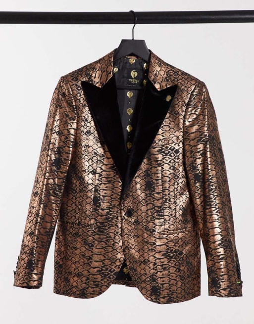 Twisted Tailor – Anzugset mit Print in Kupfer