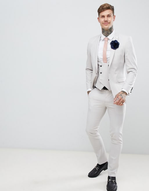 Twisted Tailor - Bruiloft - Superskinny kostuum in stone