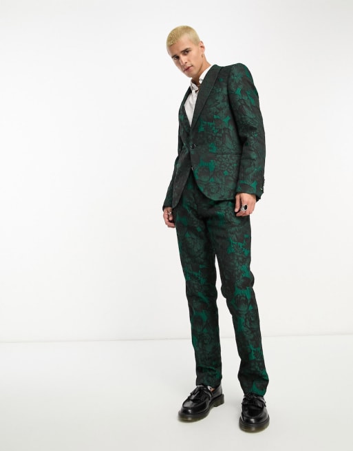 Twisted Tailor Gilmour suit in green textured floral jacquard | ASOS