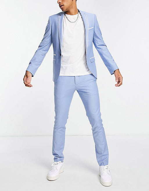 Twisted Tailor Livingston skinny suit set in light blue