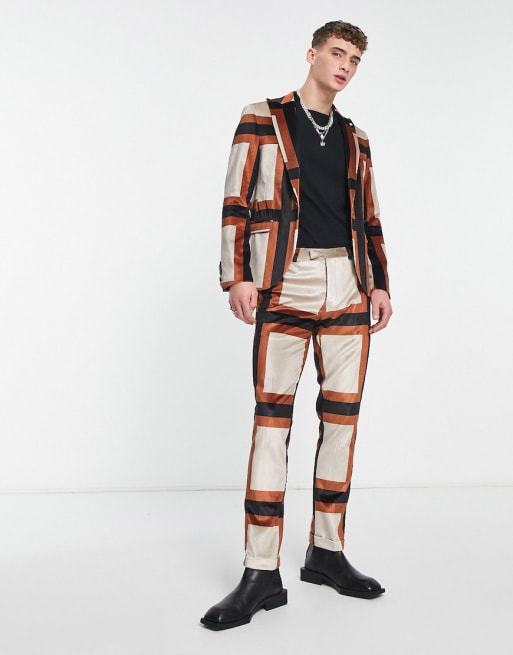 Twisted Tailor Platini skinny suit in oversized brown check