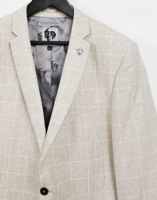 Twisted Tailor PLUS suit jacket in window pane check stone