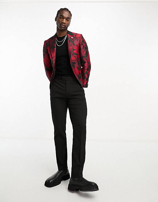 Twisted Tailor Redmon floral suit in red | ASOS