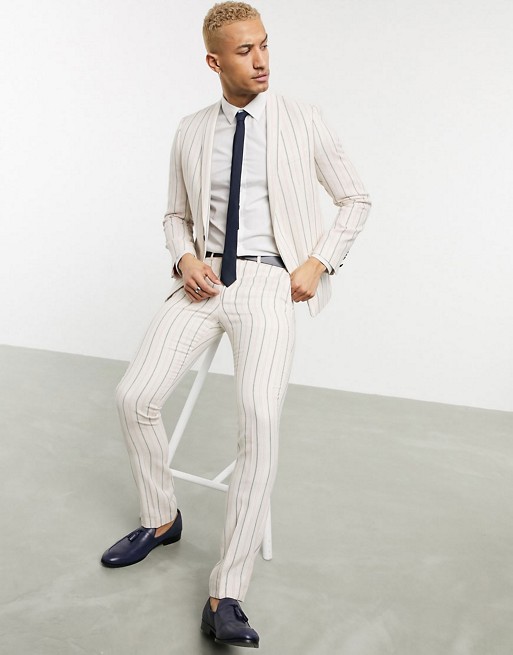 Twisted Tailor skinny suit with stripes in cream