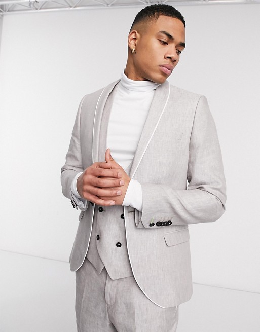 Twisted Tailor slim linen suit set in stone