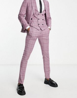 Twisted Tailor suchet skinny fit suit set in tonal purple check