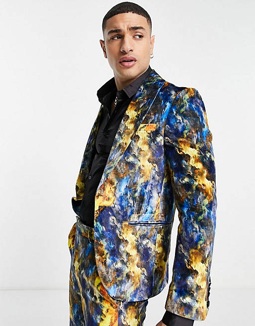 Twisted Tailor suit set in multicoloured cloud print