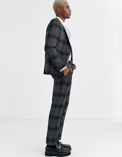 Twisted Tailor super skinny fit suit in wide grey check
