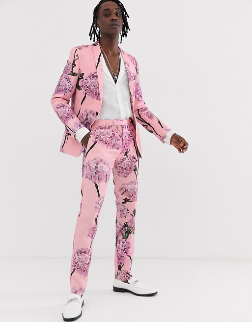 Twisted Tailor super skinny linen suit with floral print