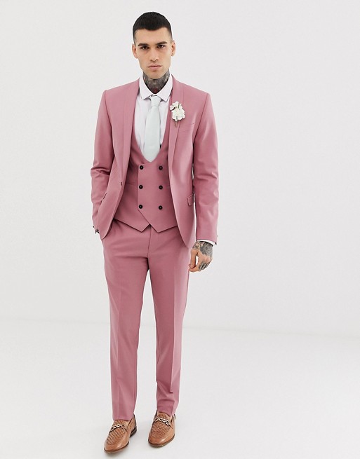 Twisted Tailor super skinny suit in dusky pink