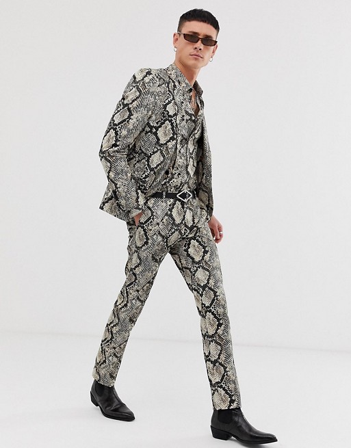Twisted Tailor super skinny suit in snake print