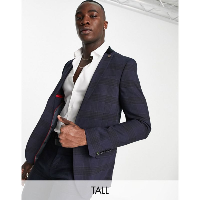 Uomo Abiti Twisted Tailor Tall - Anderson - Abito skinny blu navy a quadri