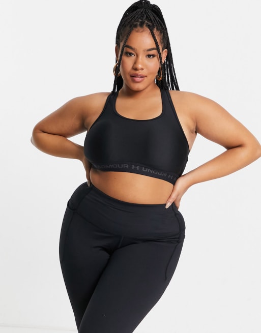 Under Armour Plus Training mid support cross back sports bra in black