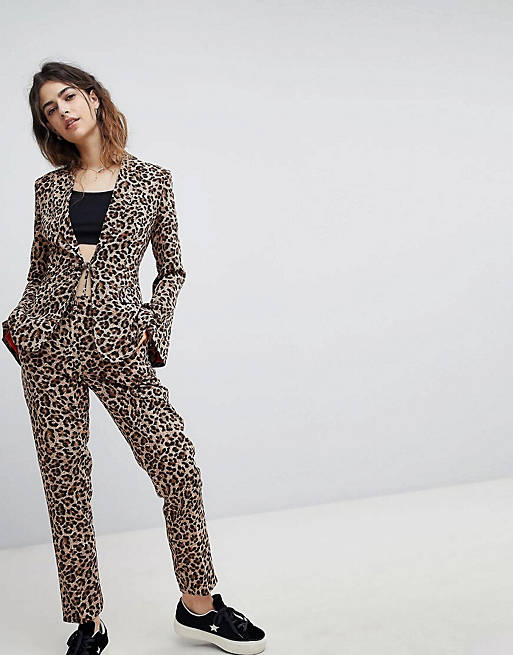 Unique 21 Boyfriend Fit Blazer & Trousers Co-Ord In Leopard Print