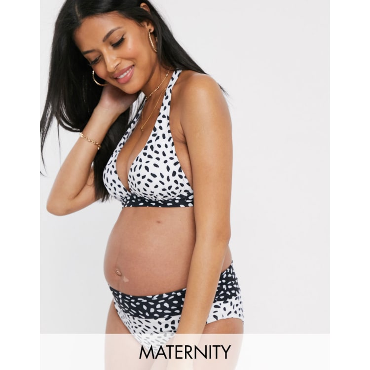 explosión tierra principal llegar Unique 21 Maternity Abstract Spot Halter bikini set | ASOS