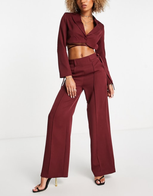 Unique21 2 piece blazer and trouser co-ord in wine | ASOS