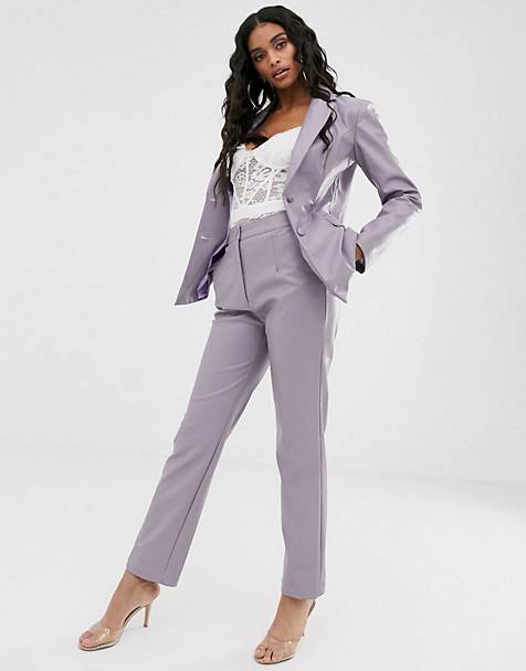 UNIQUE21 fitted blazer & slim pants in lilac pu two-piece