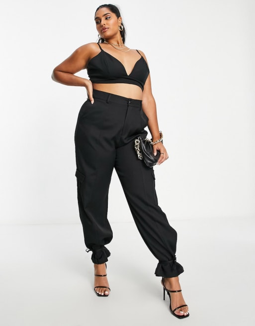 Unique21 Hero Plus bralette and high waisted cargo pants set in black