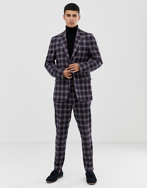 United Colors Of Benetton slim fit suit with stretch in navy check print