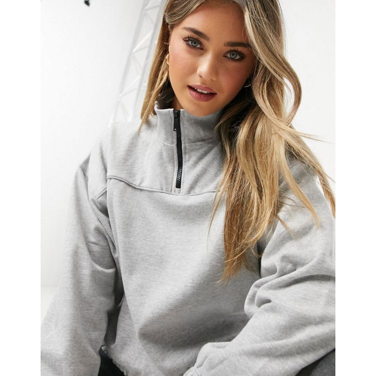 Urban Bliss co-ord half zip sweater and jogger set in grey marl | ASOS