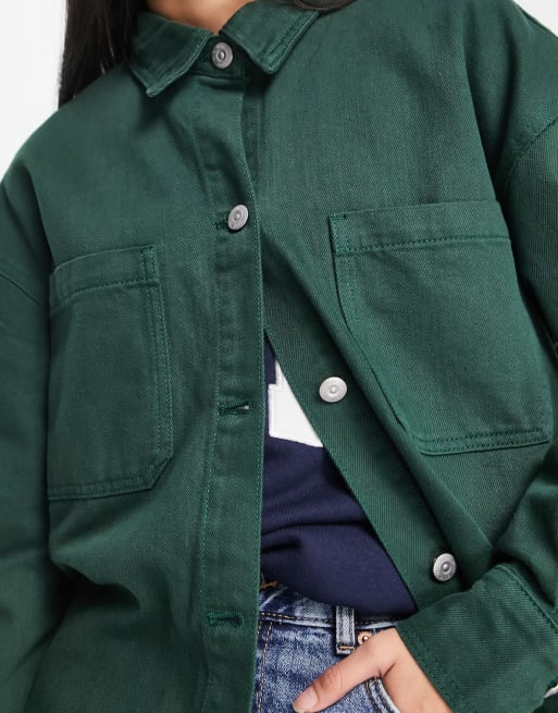 Urban Revivo - Ensemble avec chemise à manches longues et jupe mi-longue en velours côtelé - Vert
