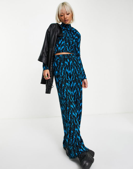 Urban Revivo - Gebreide set met blauwe print, combi-set