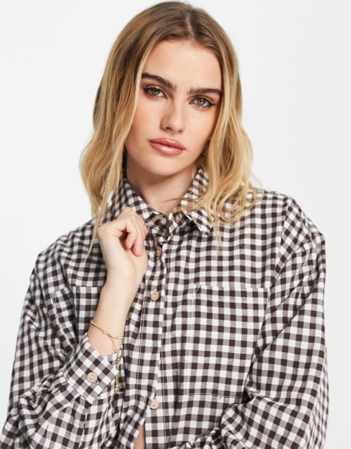 Urban Threads - Co-ord set met bruine gingham ruit