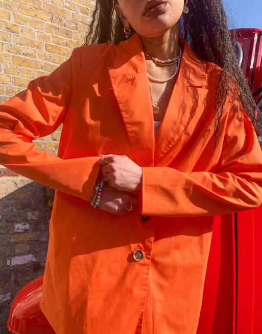Urban Threads oversized blazer and shorts co-ord in orange