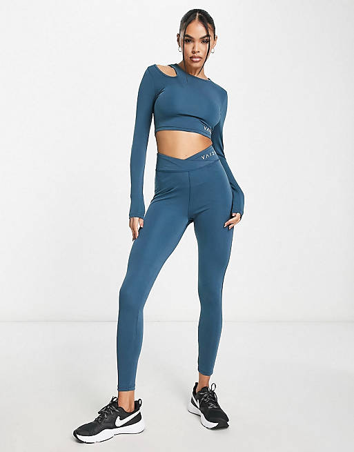 VAI21 asymmetrical cut out long sleeve top in blue - part of a set | ASOS