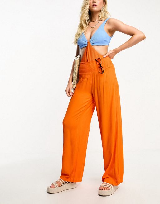 Vero Moda satin wide leg pant in bright orange - part of a set