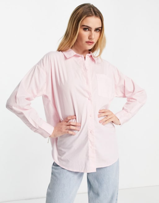Vero Moda boyfriend shirt and shorts co-ord in pink