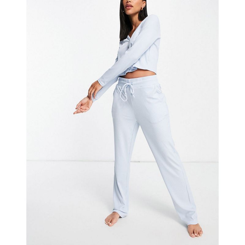 Donna gYzz5 Vero Moda - Coordinato pigiama con top e pantaloni a coste blu