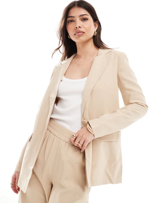 Vero Moda mix & match tailored blazer, shorts and pants set in cream