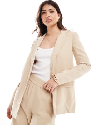 Vero Moda mix & match tailored blazer, shorts and trouser co-ord in cream