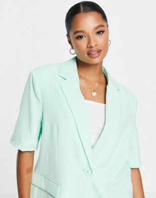 Vero Moda Petite tailored suit waistcoat and trousers co-ord in green