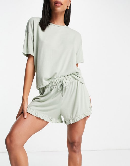 pj t-shirt & shorts in sage |