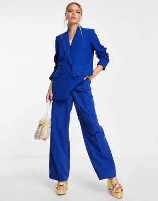 Vero Moda tailored suit wide leg trousers in colbalt blue