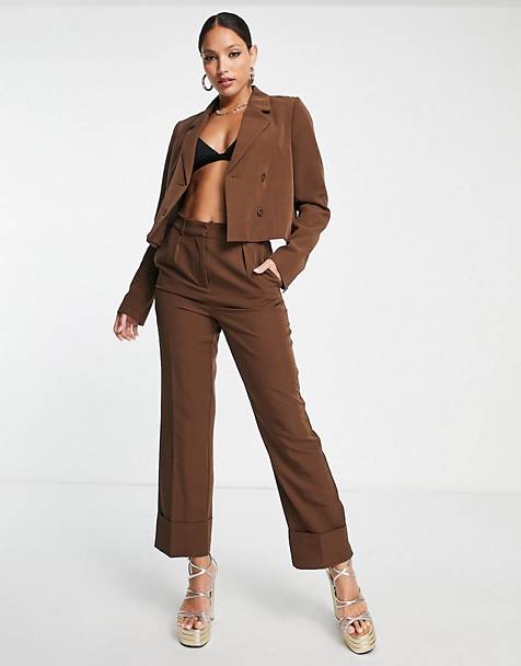ASOS Glam 00s Bengaline Suit Blazer in Brown Womens Clothing Suits Trouser suits 